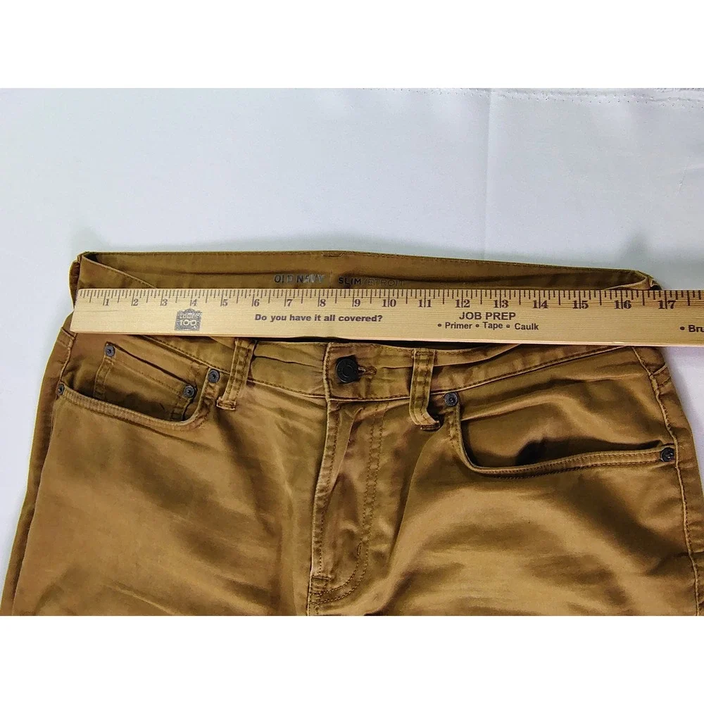 Old Navy Slim Fit Chino Pants‎ Mens 32x30 Brown Tobacco Stretch Cotton 5 Pocket